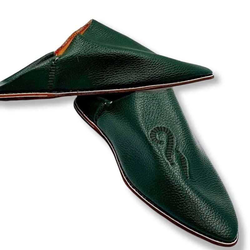 Babouche cuir dague Verte