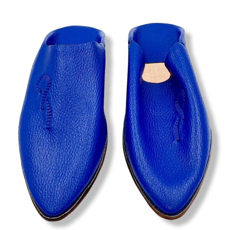 Babouche cuir dague bleu